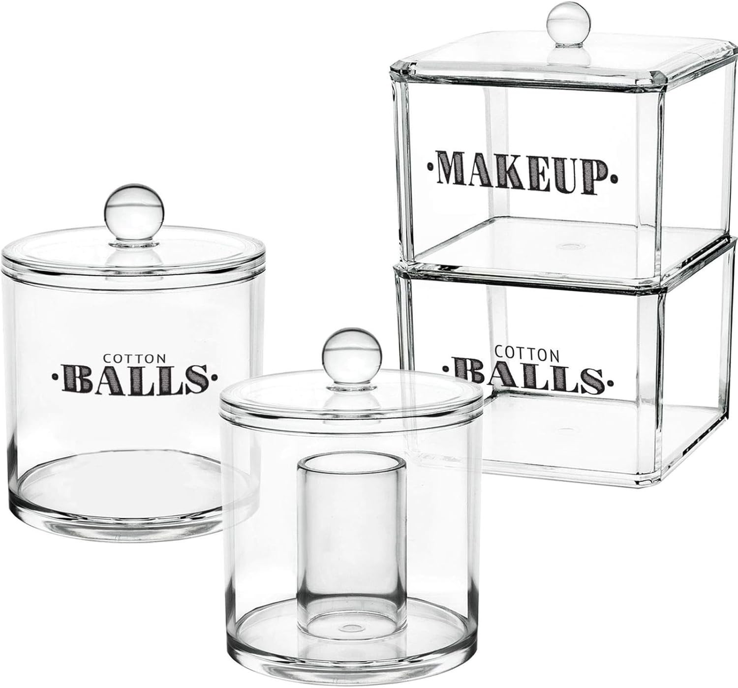 Clear Background Labels with Black Letters for Bathroom Organization and Style