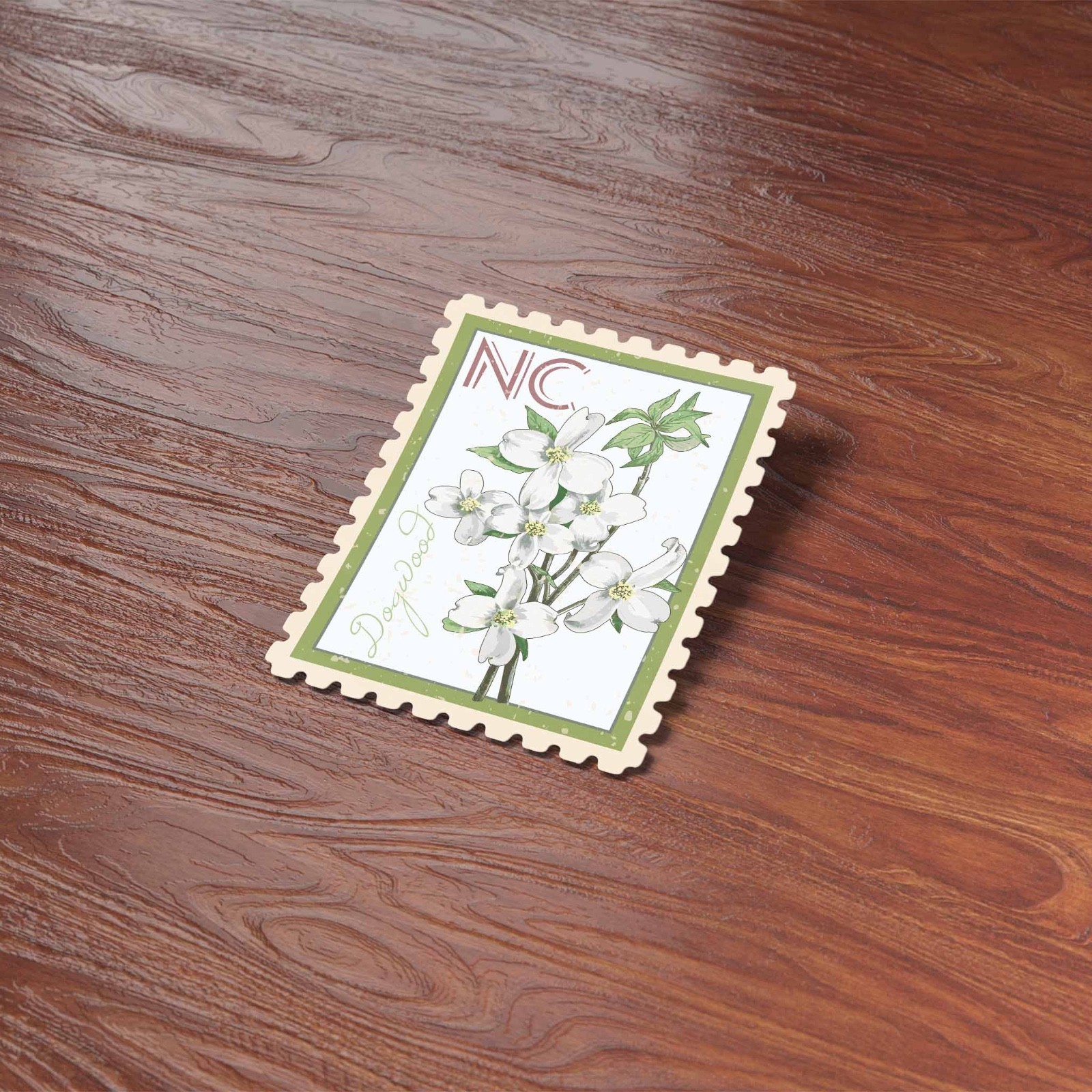 North Carolina State Flower Dogwood Sticker – NC Vintage Stamp Decal