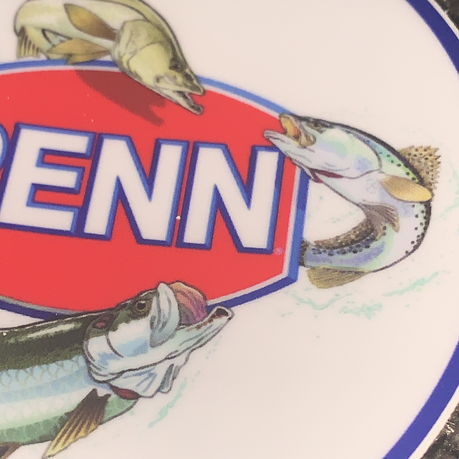LOT OF 4 Rare 3” PENN Reels STICKER Logo w/ 4 Fish BLUE BORDER Fishing