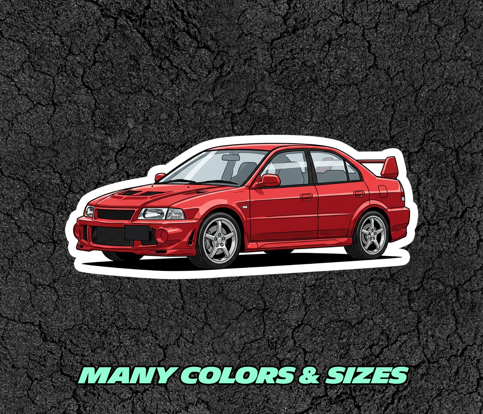 Mitsubishi Lancer Evolution VI Car Profile Sticker Laptop, Phone, Book, Window