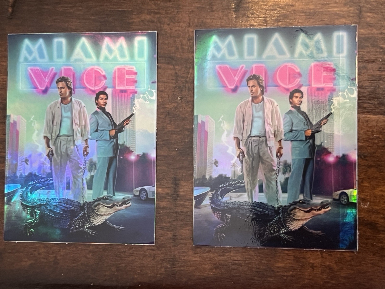 MIAMI VICE 2 Stickers 3" X 2” Decals Laptop Phone Hologram Holographic 1980’s TV
