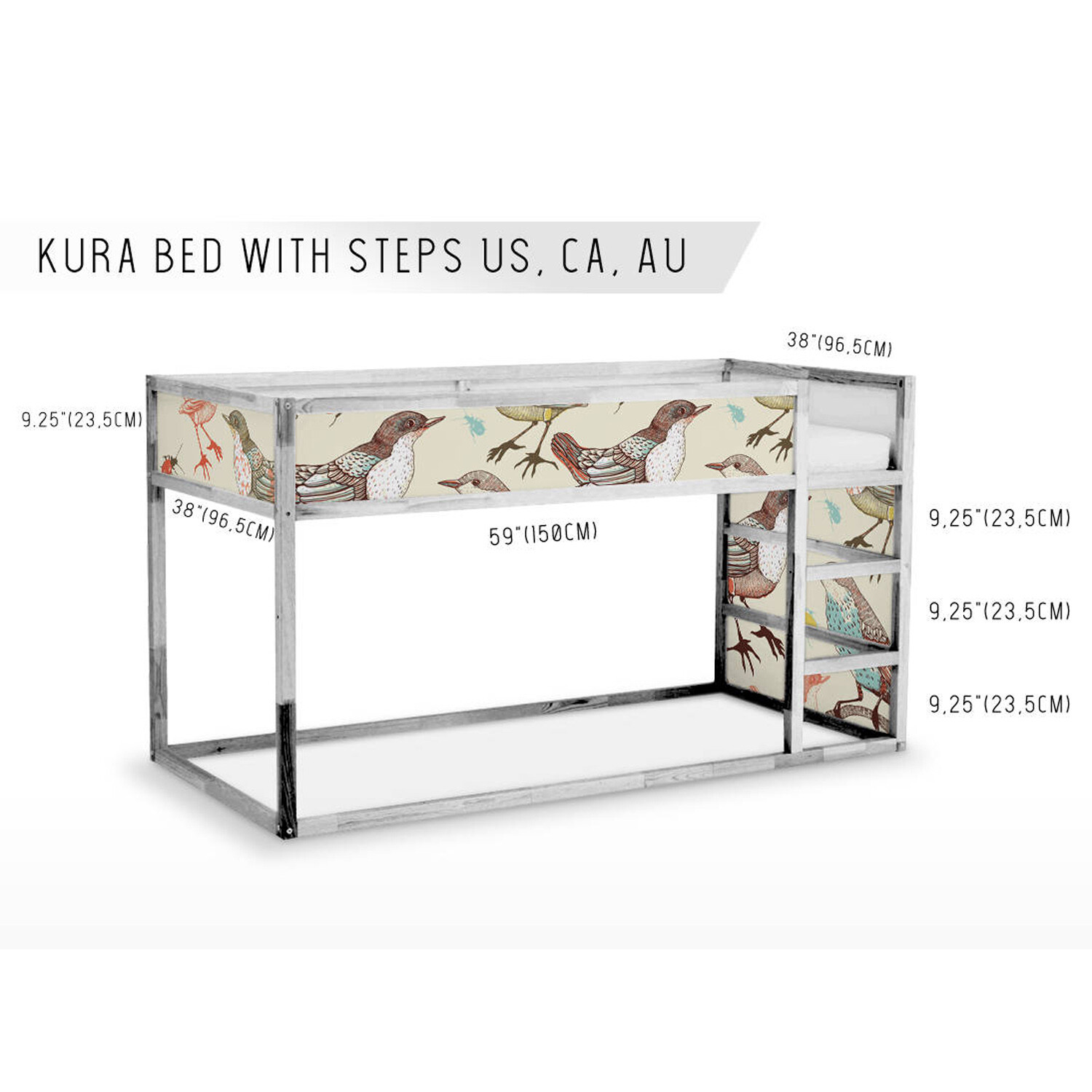 IKEA KURA BED removable Decal self-adhesive sticker for furniture colorful birds