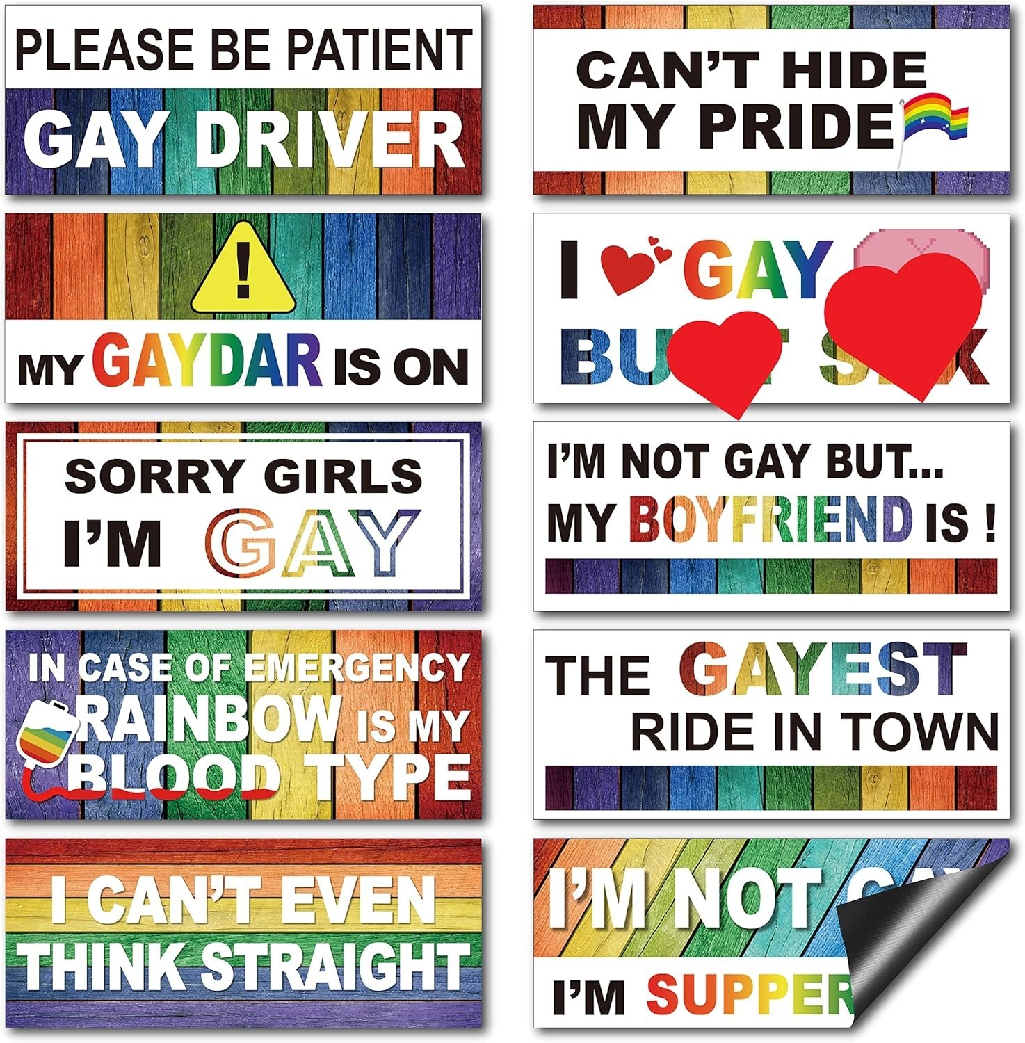 Funny Rainbow Magnetic Car Stickers Set for Vehicles and Metal Surfaces