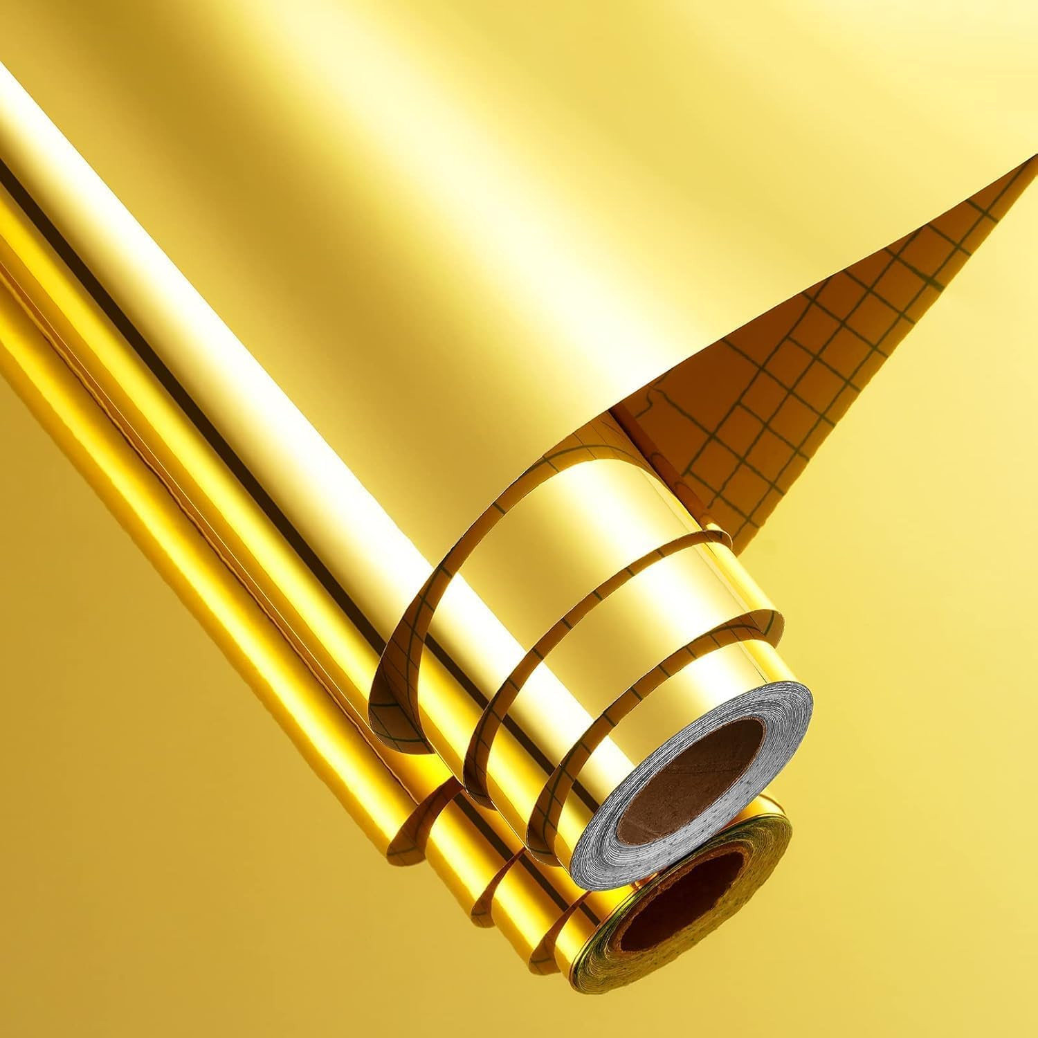 12"X276" Flexible Gold Permanent Vinyl Mirror Stickers for Wall Non-Glass Self-A