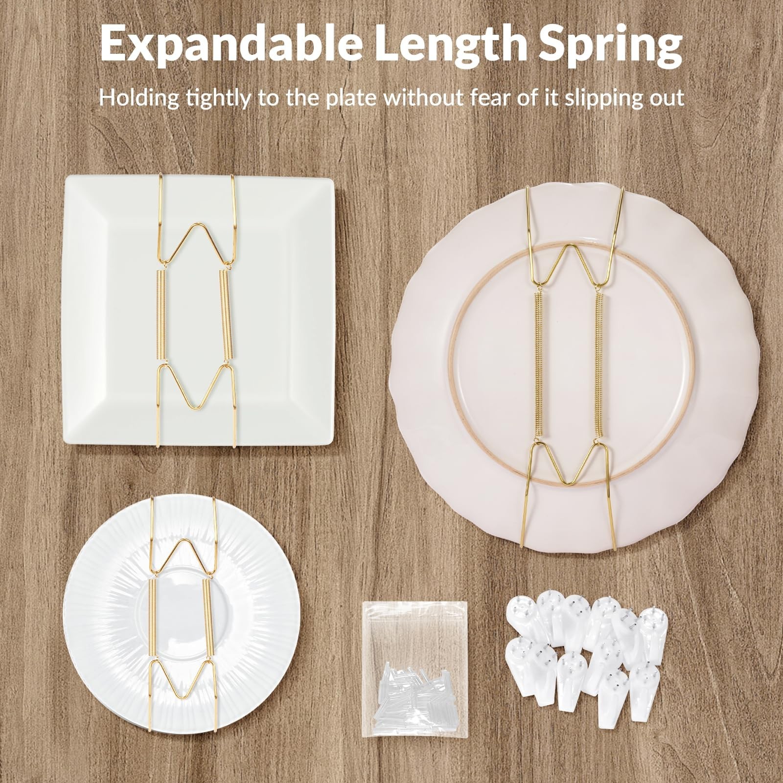 10-Pack Invisible Wall Plate Hangers, 6 Inch Brass Plate Holders with 12-Pack…