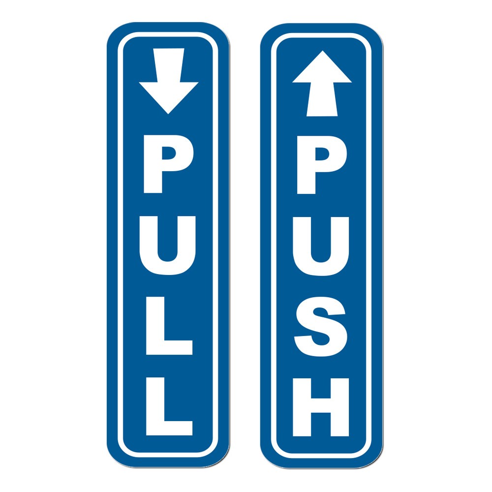 Push Pull Door Stickers Set of 2 Vertical Vinyl Decals Sign 10×2.5 For Doors