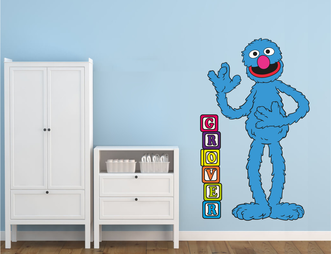 Vinyl Home Art Cute Furry Little Monster Grover Adhesive Wall Decal Design 20×32