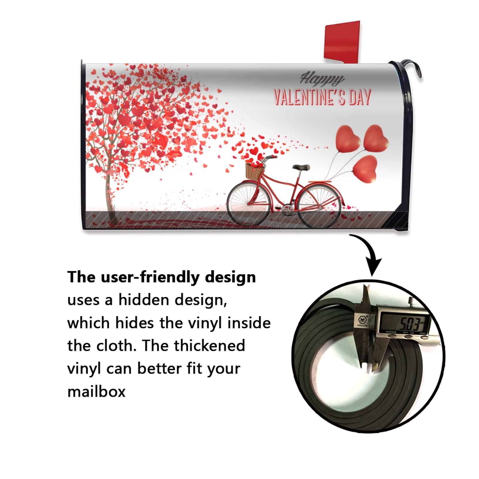 Harooni Romantic Valentine's Mailbox Cover 21×18 inch, A Bike and a Tree