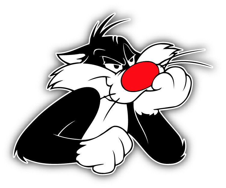 Sylvester Cat Face Cartoon Car Bumper Sticker Decal 5" x 4"