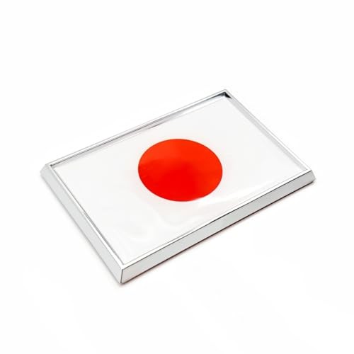 Japan Flag Sticker Emblem Japanese Decal Car Chrome Flags, 2 Pack, 3 x 2 inches
