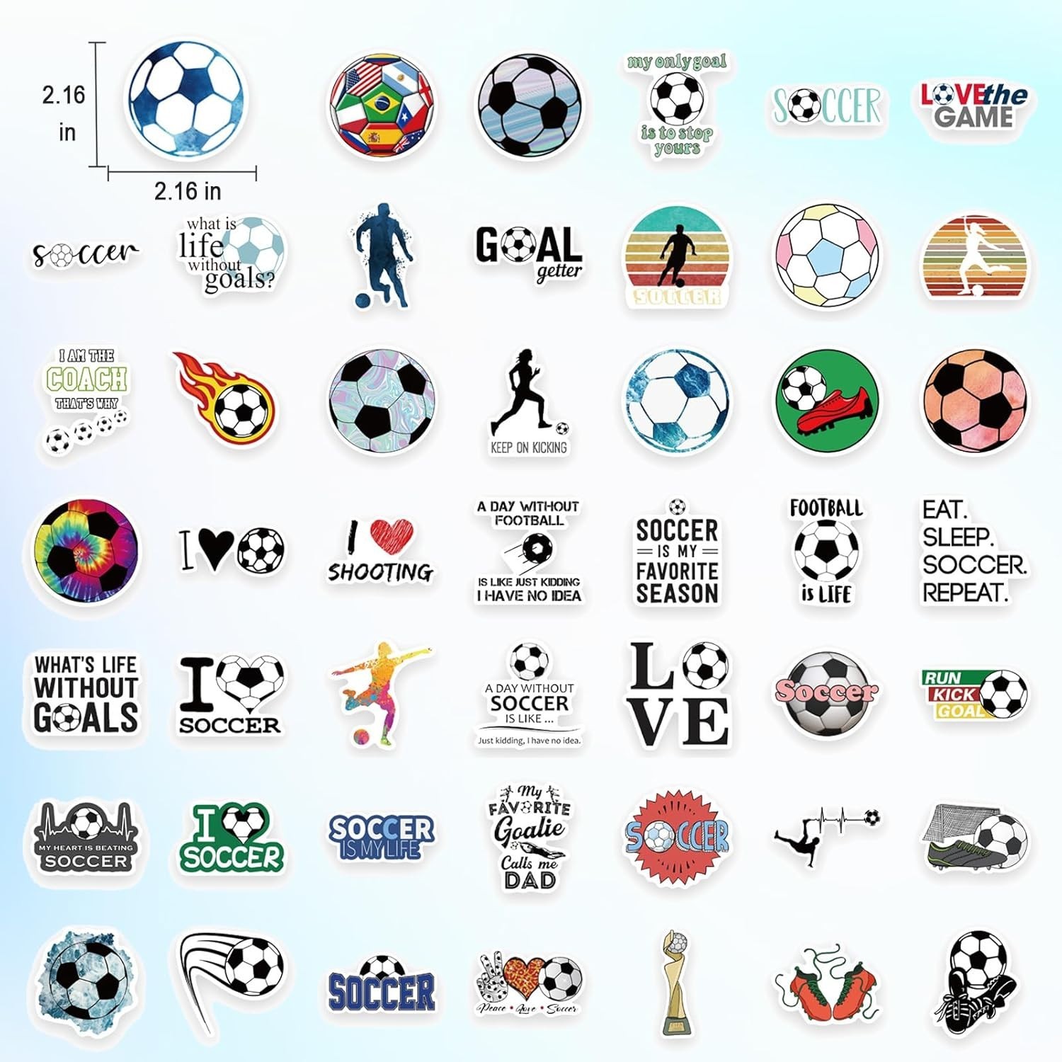 100 PCS 2026 World Cup Soccer Stickers for Boy Girls Kids Teens, Waterproof