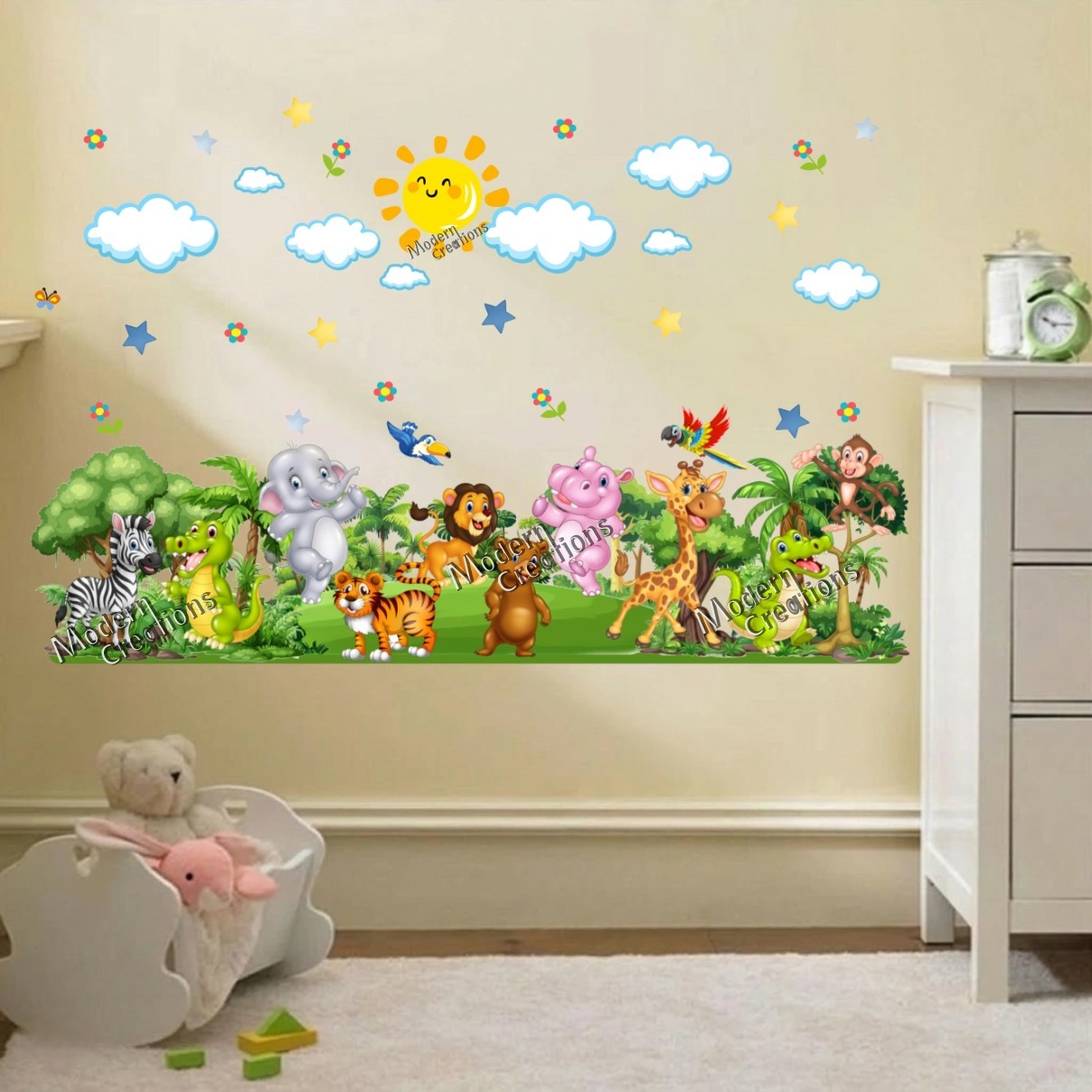 Forest Wall Stickers Decals Kids Nursery Rooms Decor Large Jungle Animals Enjoy