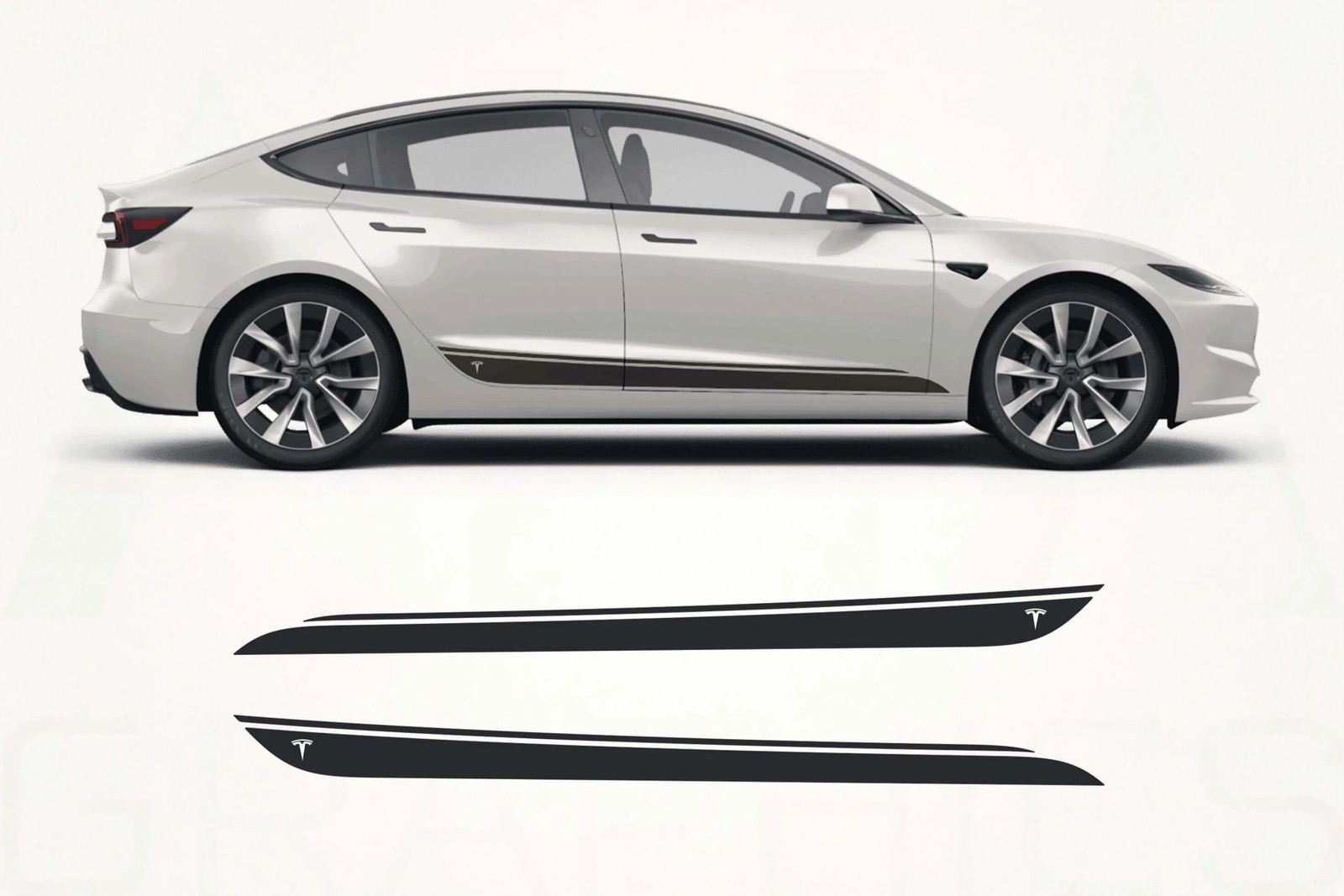 Aftermarket Tesla Model 3 Refresh Side Stripes Decal Kit – Highland Rocker Panel