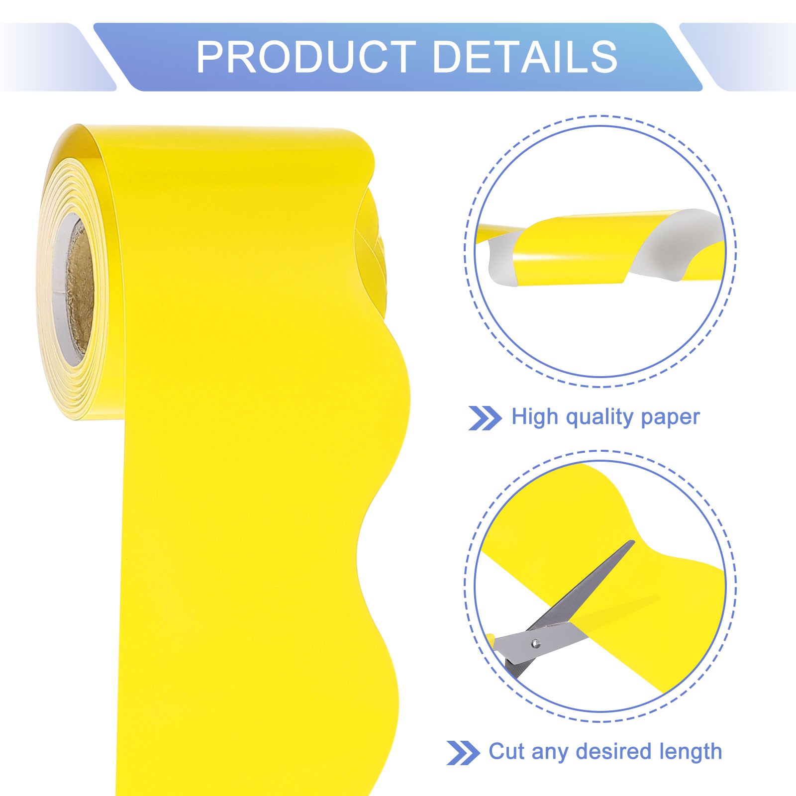 Bulletin Board Border, 32.8Ft x 2.24Inch Classroom Border Trim, Yellow