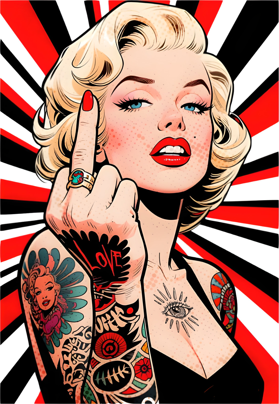 👀 Marilyn Monroe Flipping Bird Sticker/Decal Vinyl Graphic 2”-16" You Choose!🔥