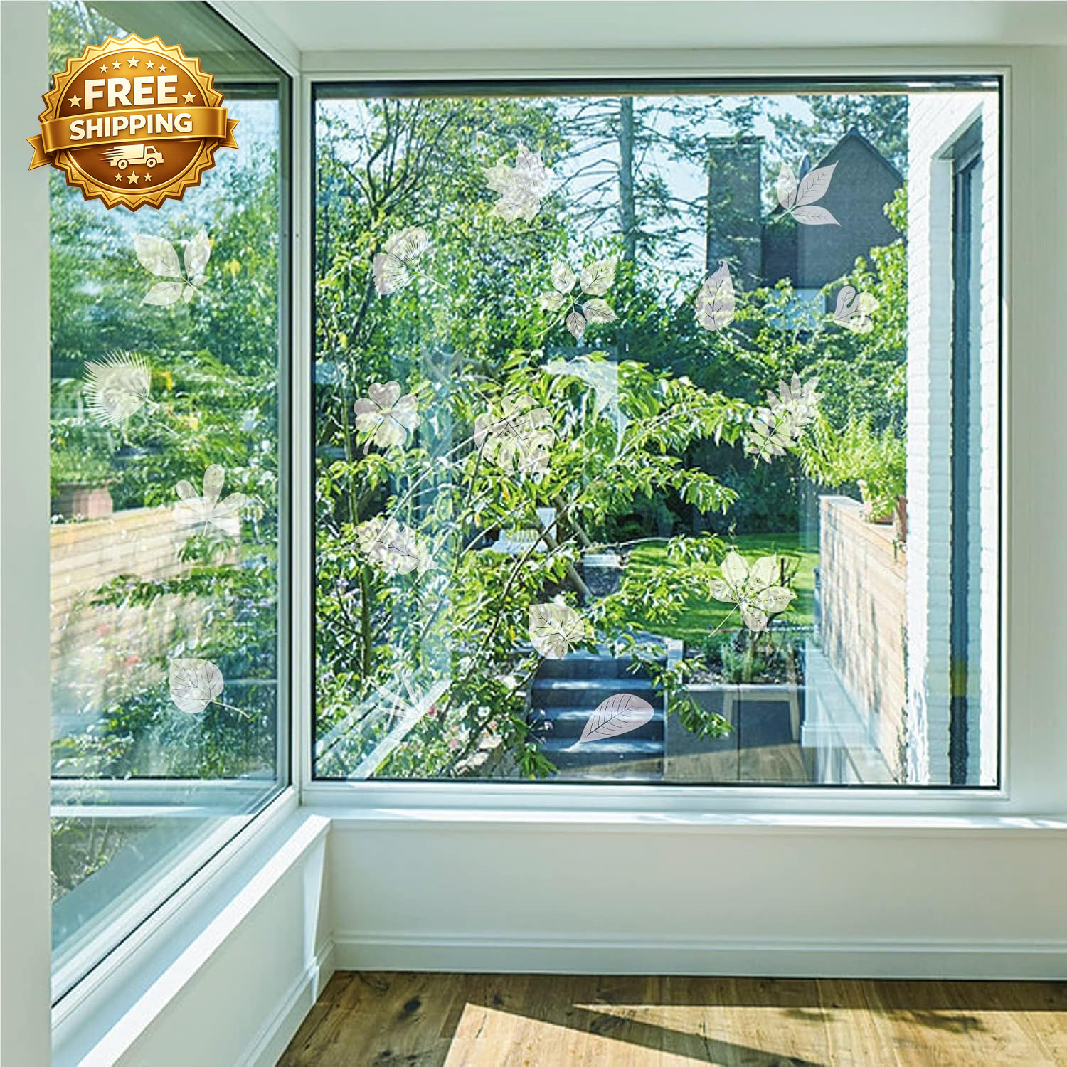 Window Decals for Bird Strikes 52 Pieces Large Leaf Shape anti Collision Window