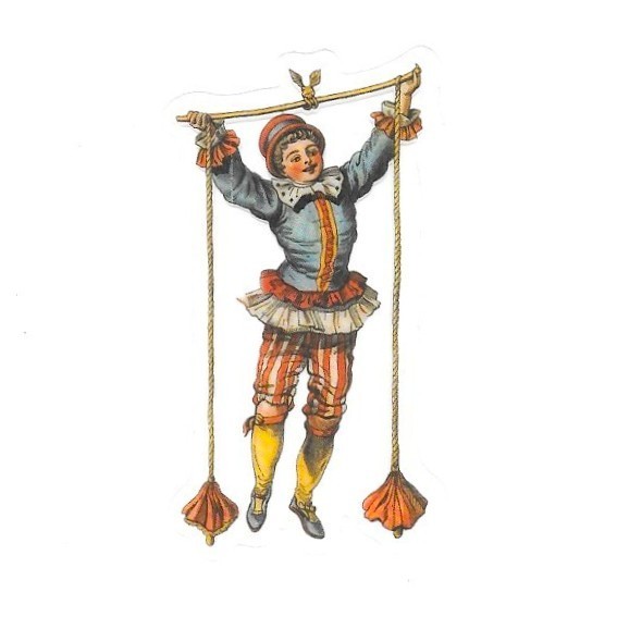 Victorian Acrobat Vinyl Sticker Transparent Vintage Circus Boy Stationery