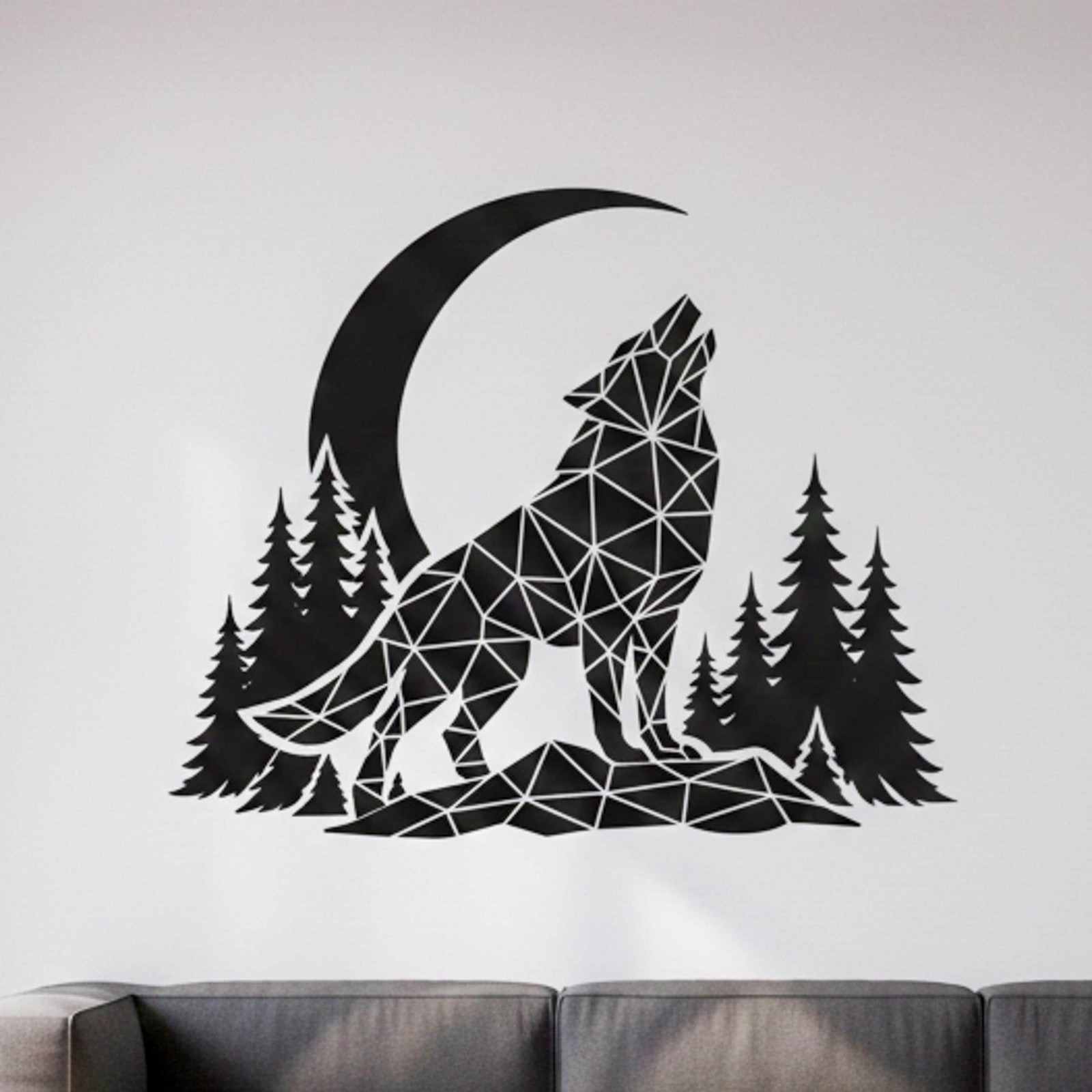 Geometric Wolf Wall Decal | Low Poly Howling Wolf Sticker