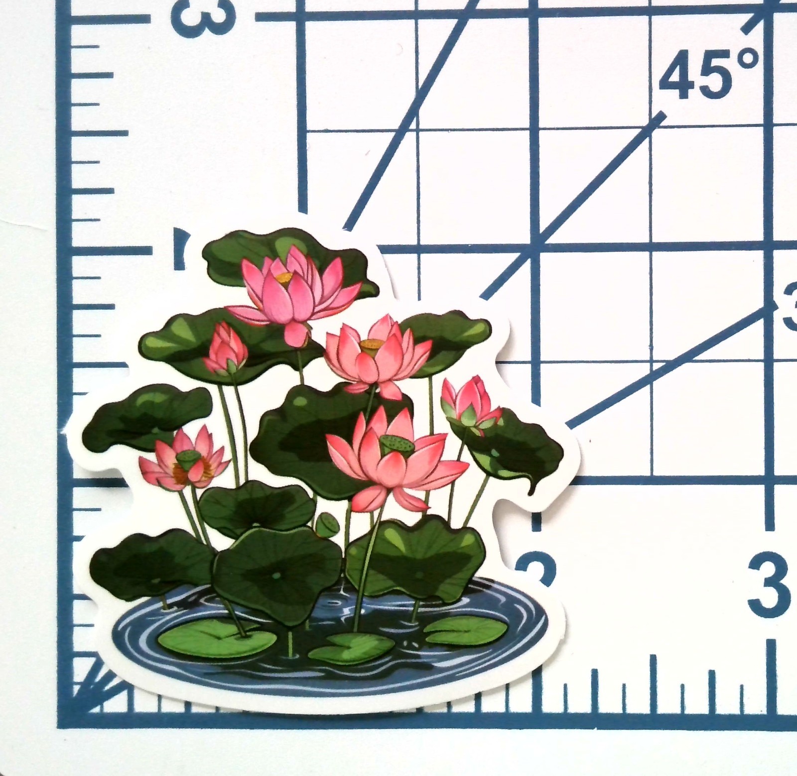 Vinyl Sticker Die Cut Lotus Water Lily Decal Flower Pond Journal Scrapbook Cute