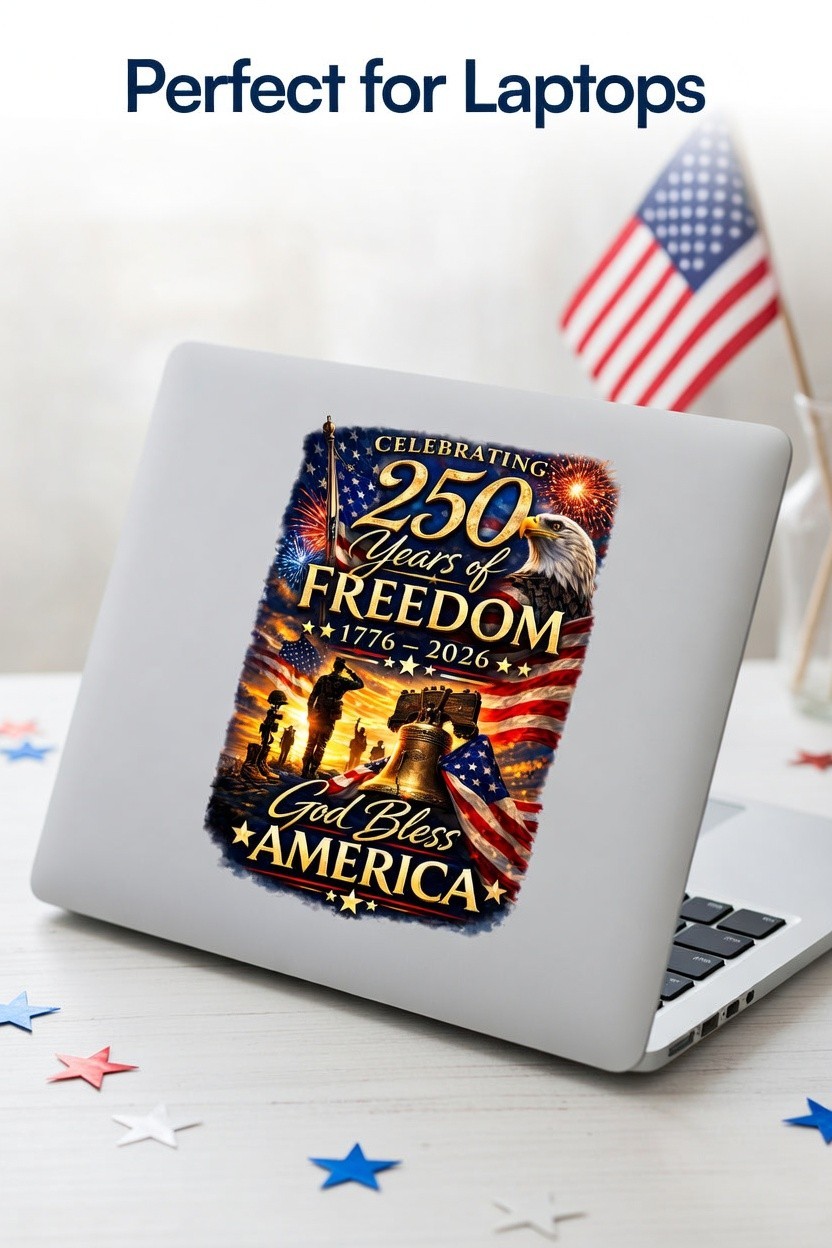 America's 250 Years of Freedom Sticker 1776-2026 God Bless America Patriotic