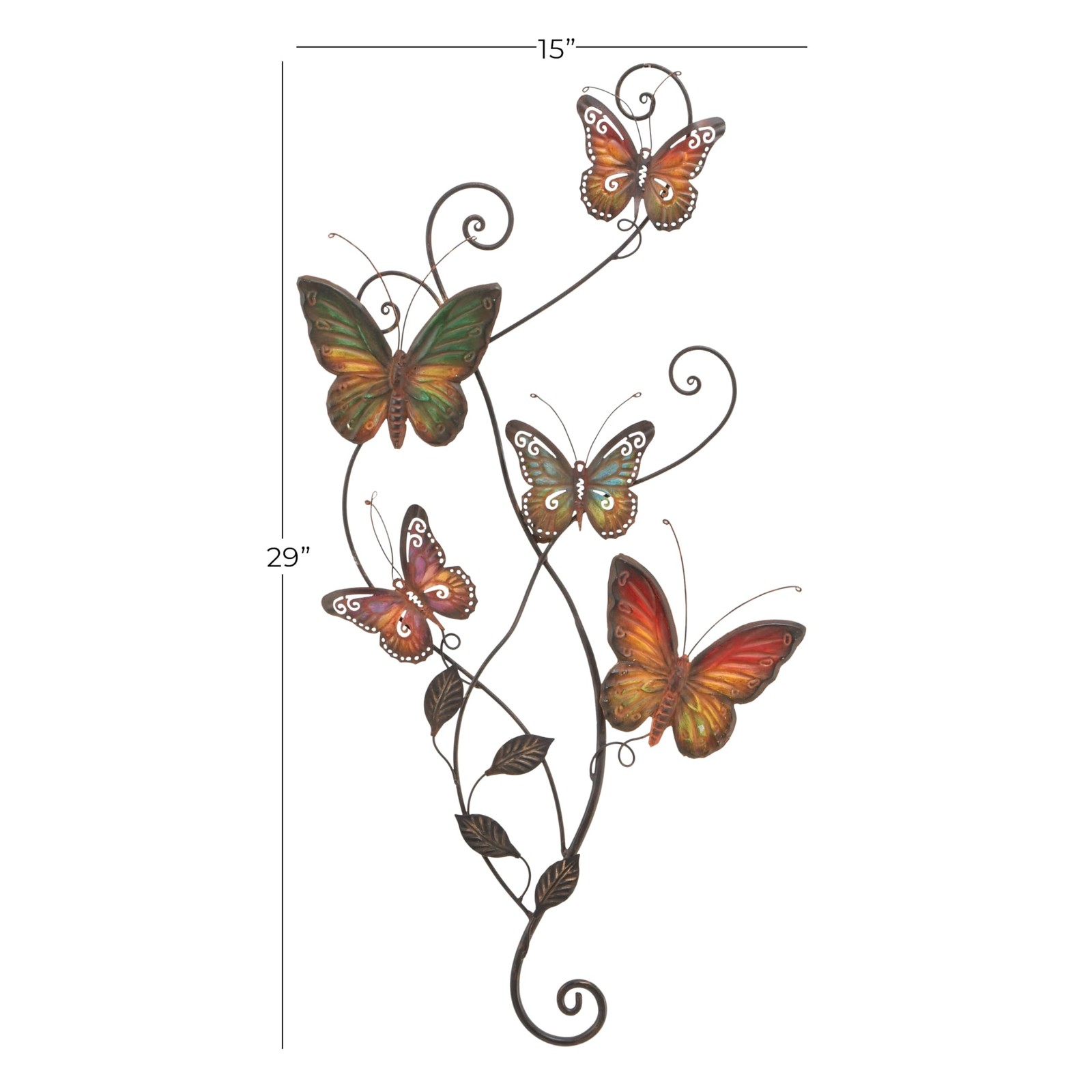 Deco 79 Metal Butterfly Home Wall Decor Indoor Outdoor Wall Sculpture with Sc…