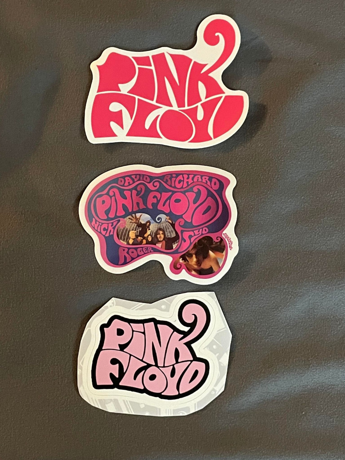 Lot (3) PINK FLOYD 1 3/4" to 2 3/4" Band Logo STICKERS Waters FAST! FREE SHIP!