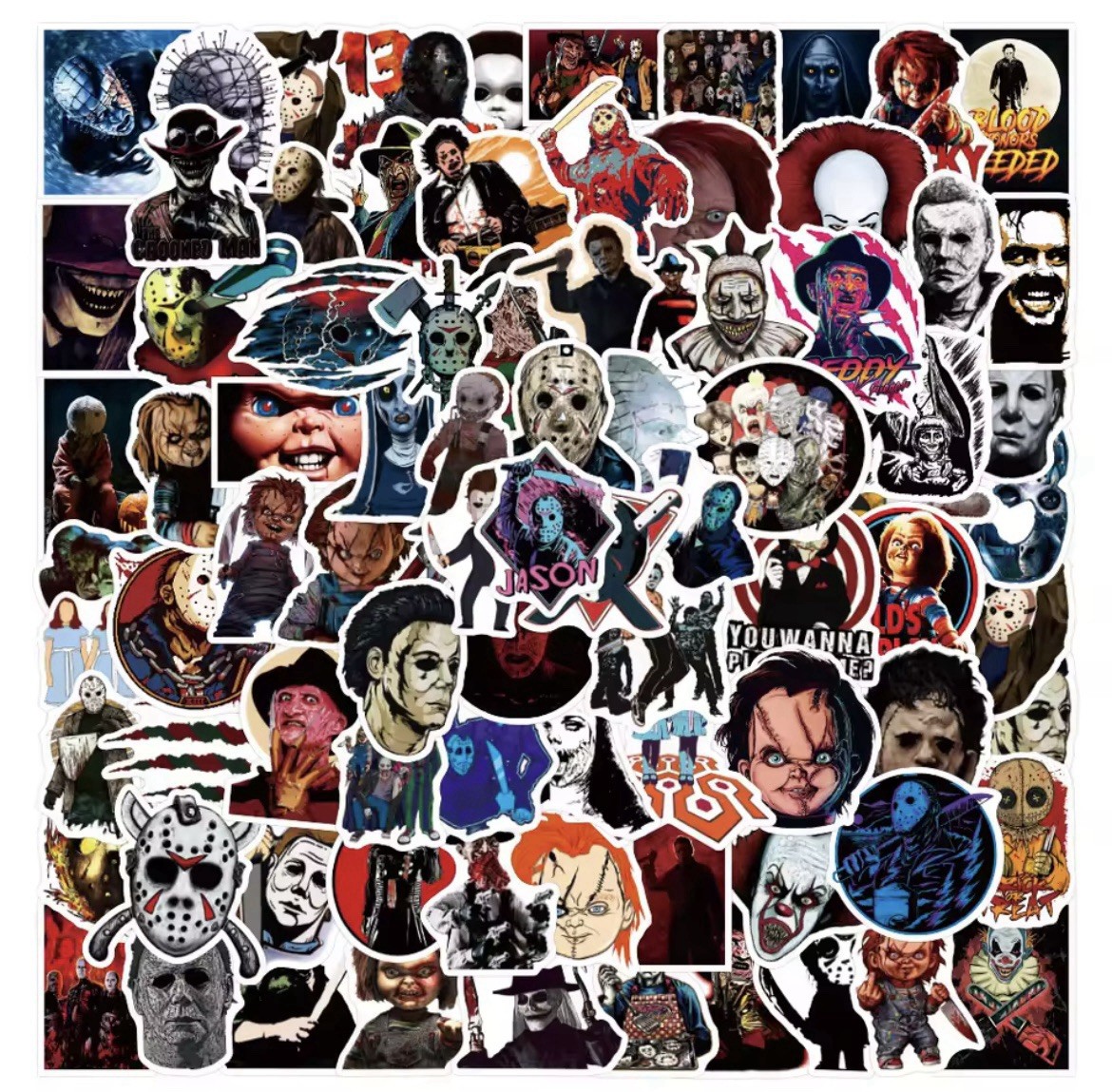 Horror Movie Style Stickers 50pk Mix Scare Killer Random Stickers FREE SHIPPING