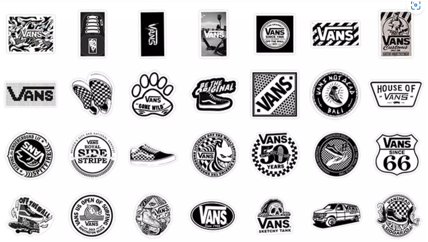 Vans Black and White Stickers (4 to 8cm )