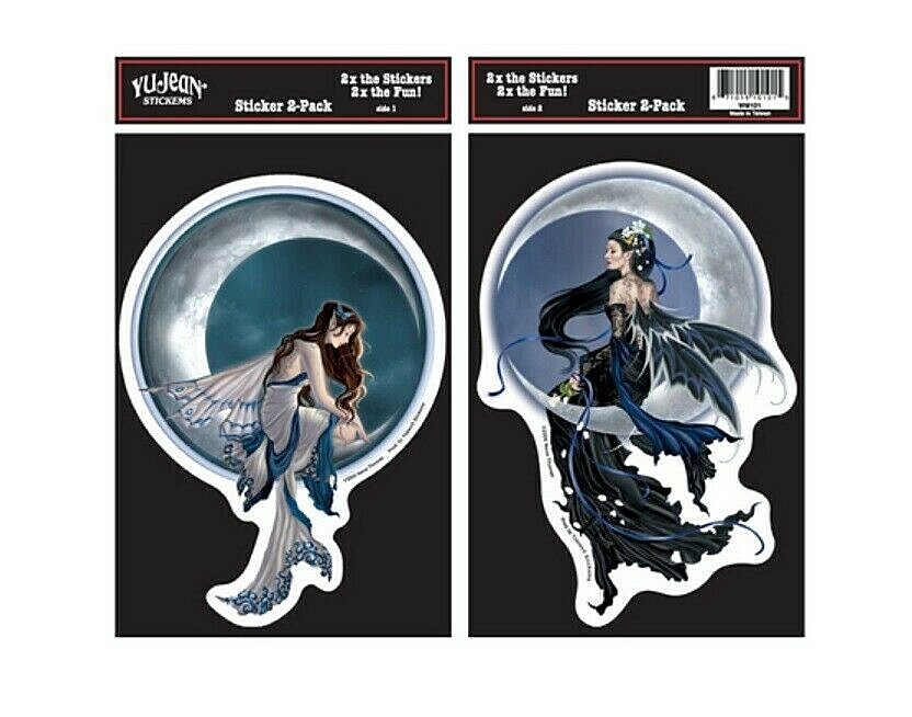 MOON FAIRIES 6-7/8" sticker SET Memory (L) & Solace (R) by Nene Thomas (#89)