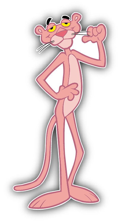 Pink Panther Gentleman Cartoon Car Bumper Sticker Decal 3" x 6"