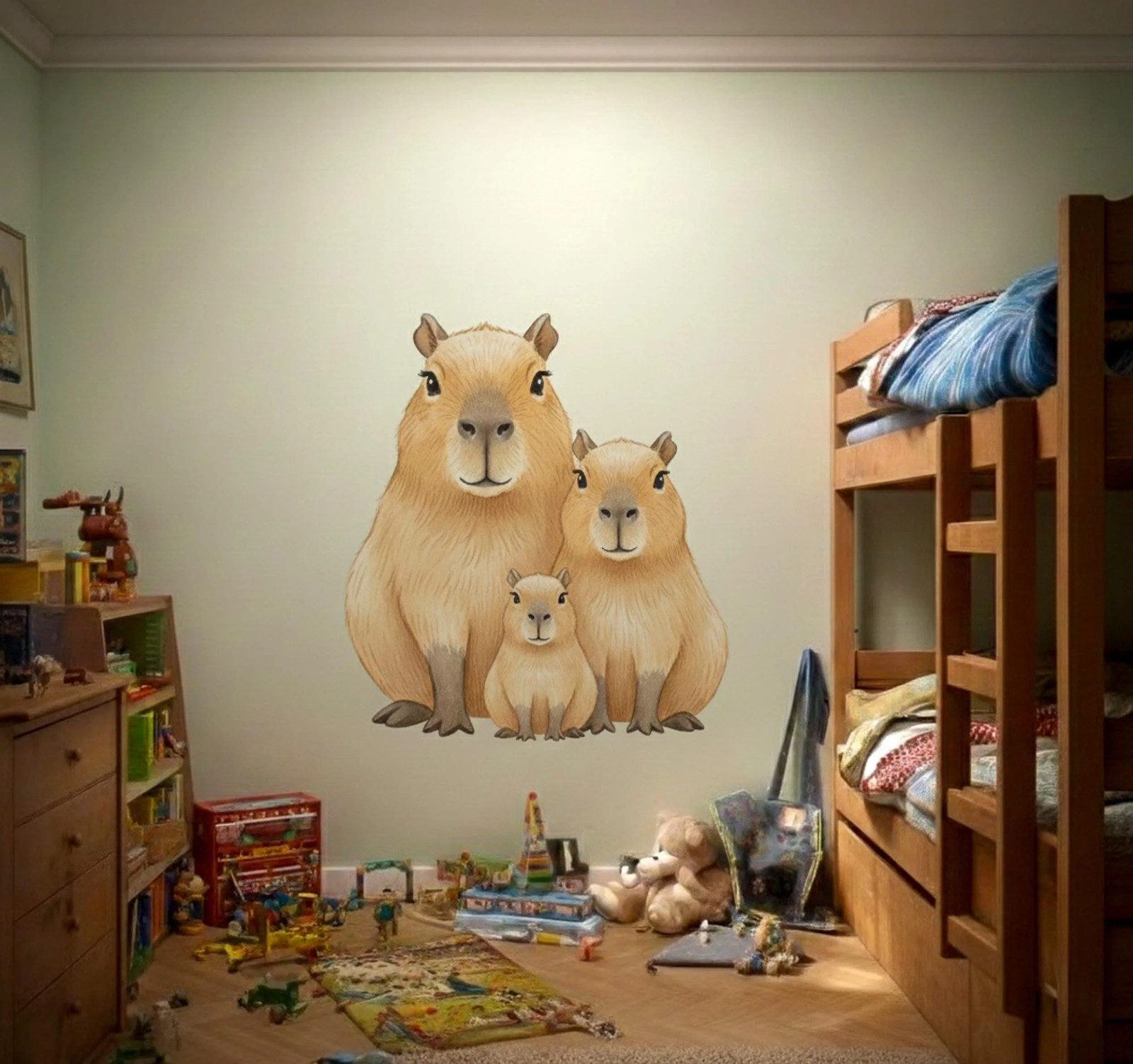 Capybara Family Wall Decal | Watercolor Nursery Decor