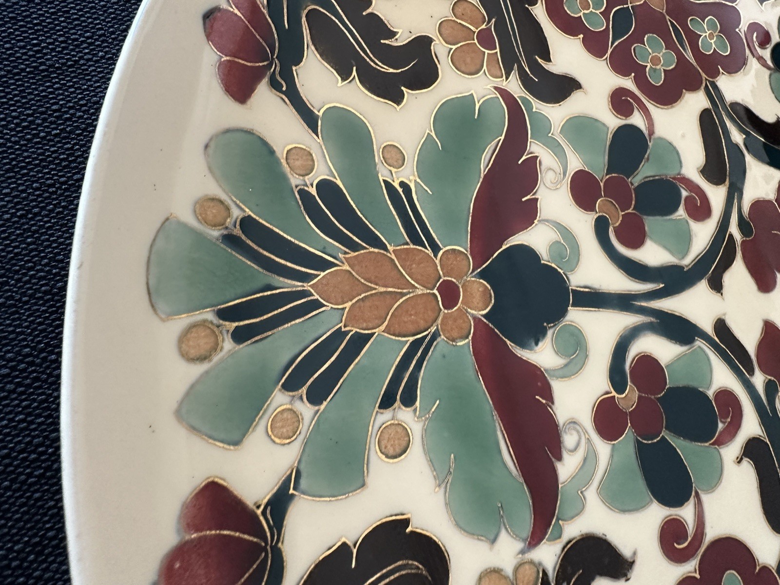 Vintage Large Ceramic Wall Charger Plate Persian/Turkish Boho Style Floral decor