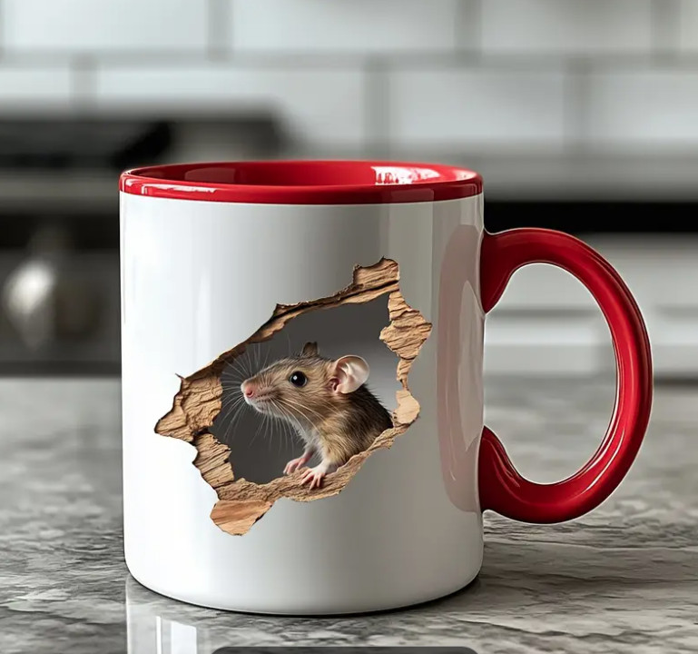 Realistic Brown Cute Mouse A Rat Rodent Wall Sticker Realistic Decal Kitchen
