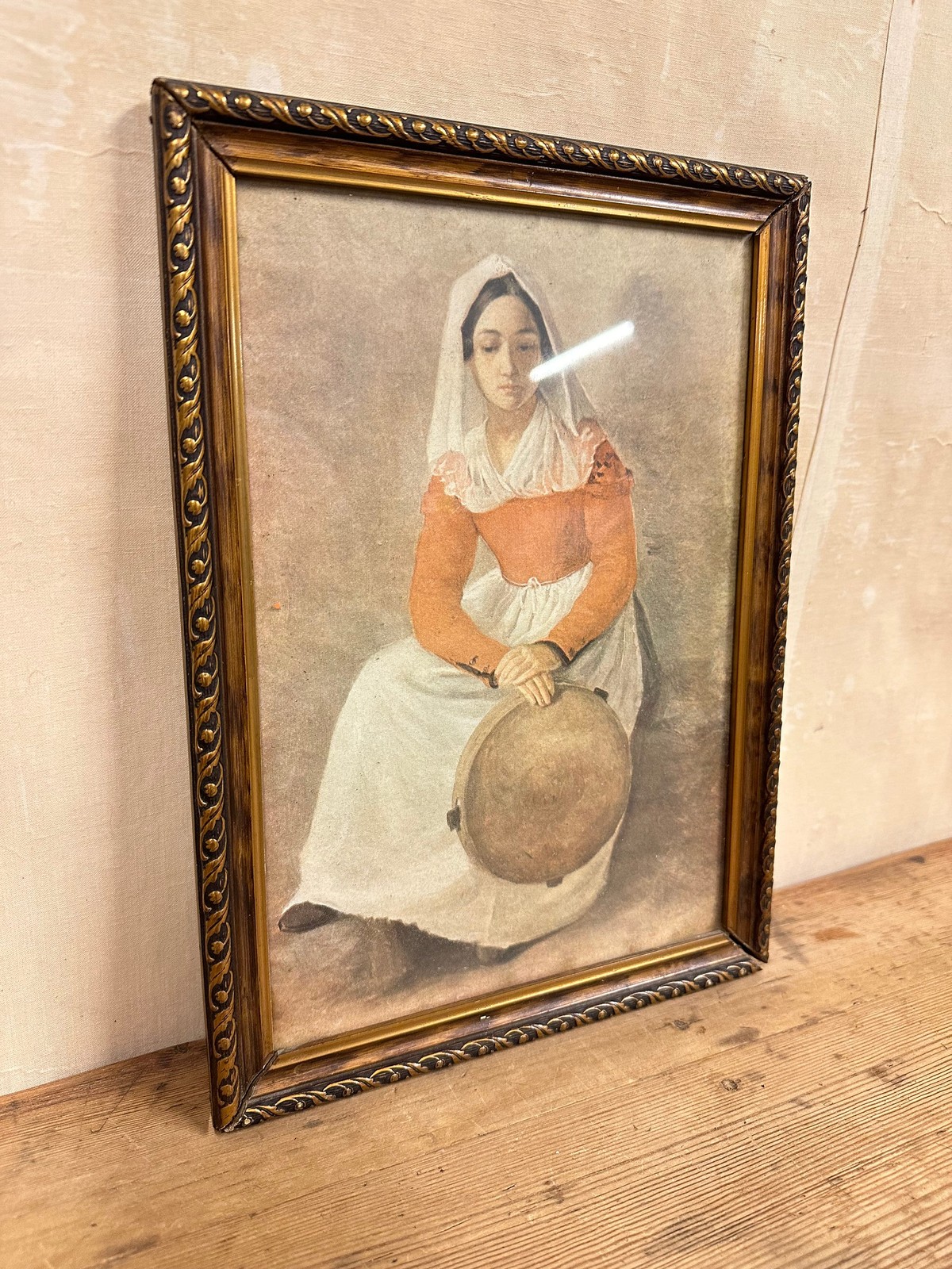 Vintage-inspired Copy Print of Adolph Tidemand's Annunziata with 1920s Frame