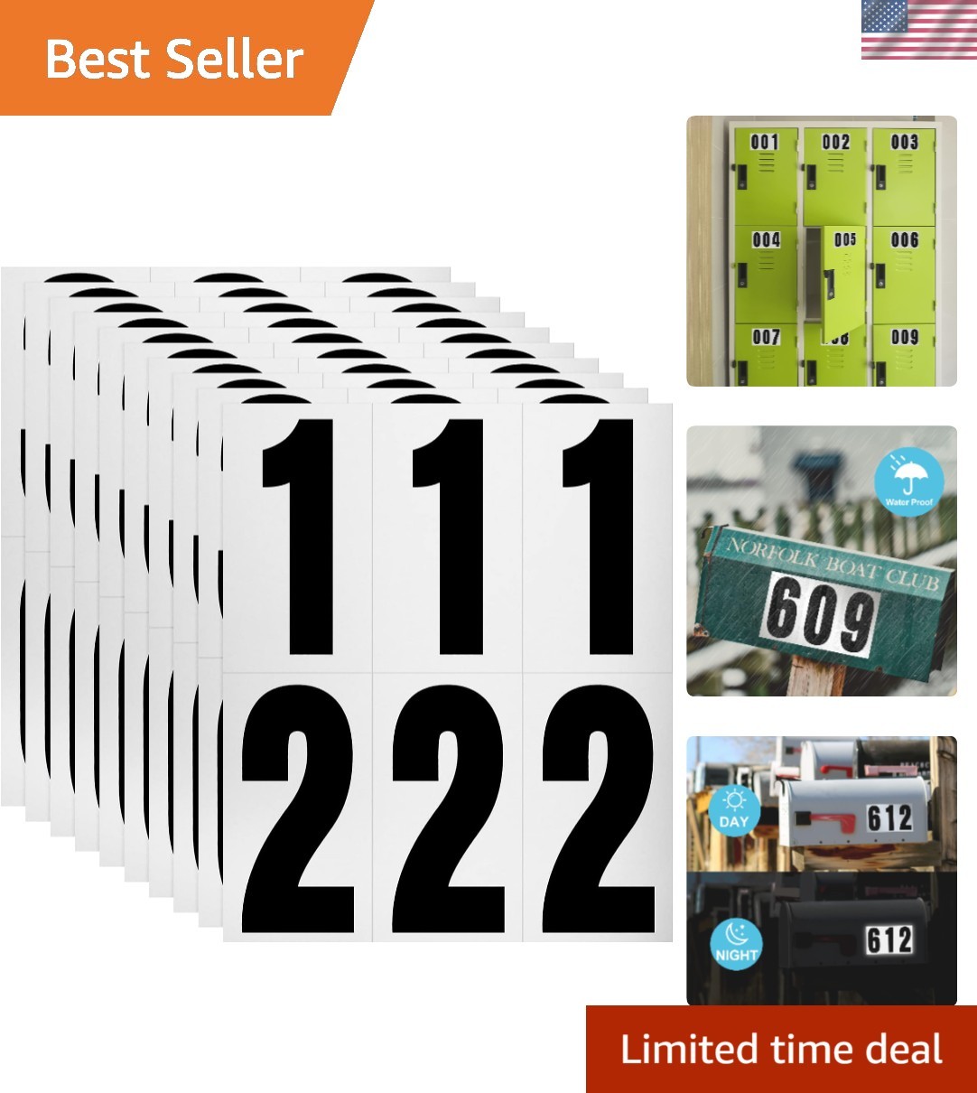 Durable Reflective Adhesive Mailbox Numbers – 60 Pack for Home & Business Use