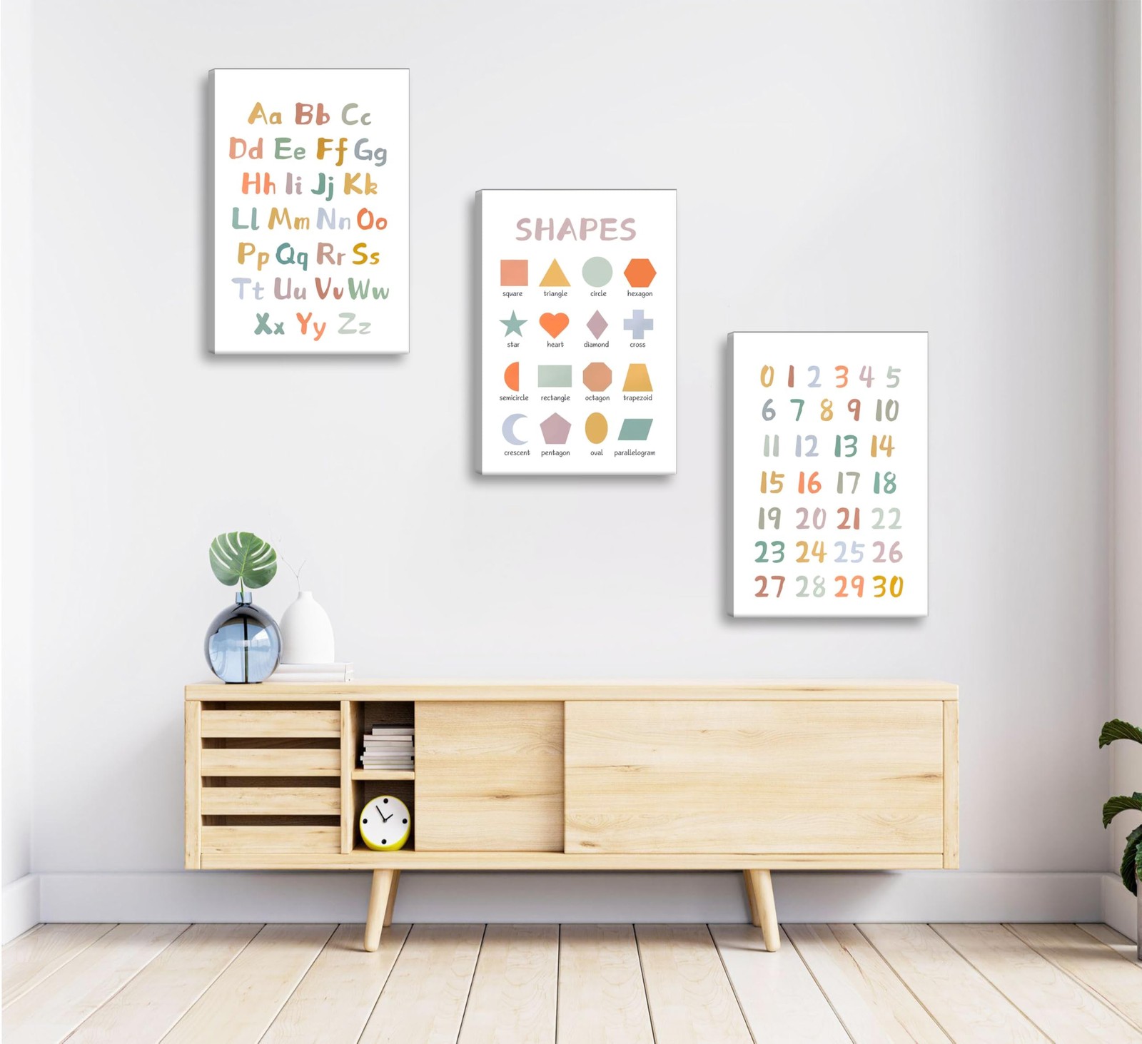 3Pcs Kids Playroom Wall Art Decor Toddler Room Decor ABC Nursery Artwall Shap…