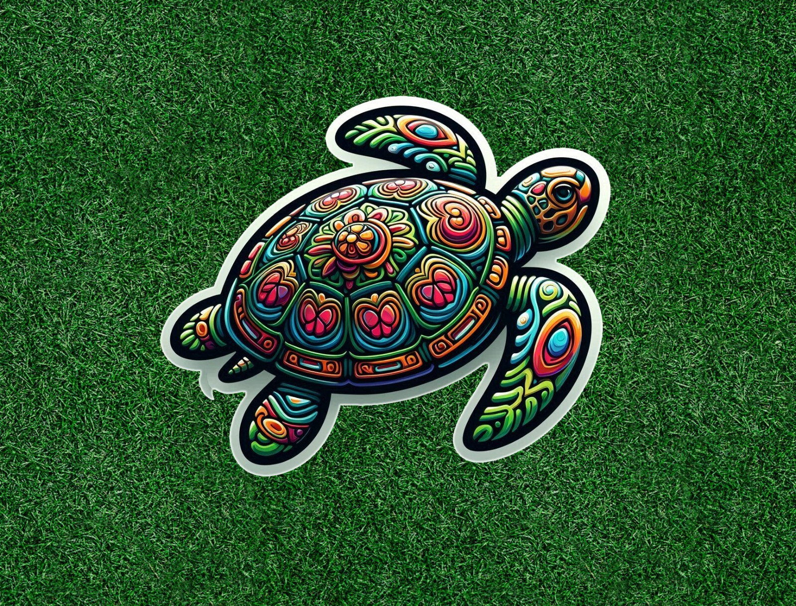 Turtle with a colorful design vinyl sticker decal – many sizes available