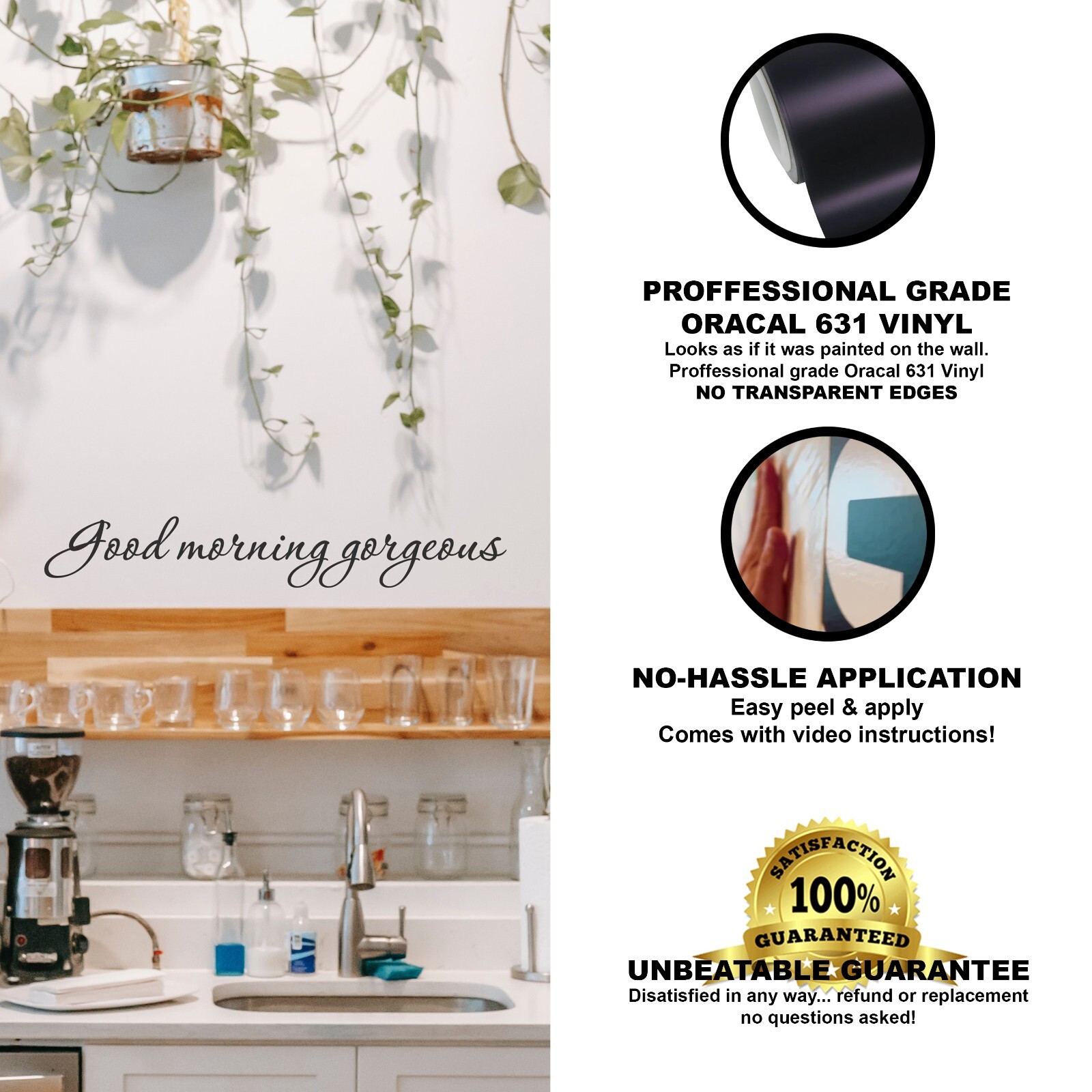 Good morning gorgeous wall decal love quote sticker bedroom bathroom 22×4 inches