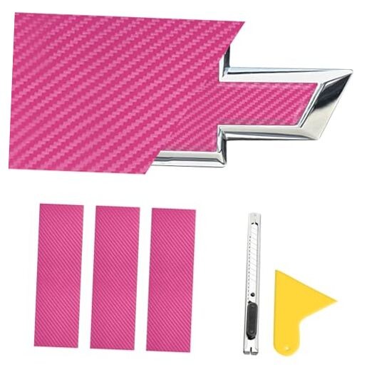 Compatible with Bowtie Emblem Logo Wrap Stickers Cut-Your-Own Vinyl Pink,3PCS