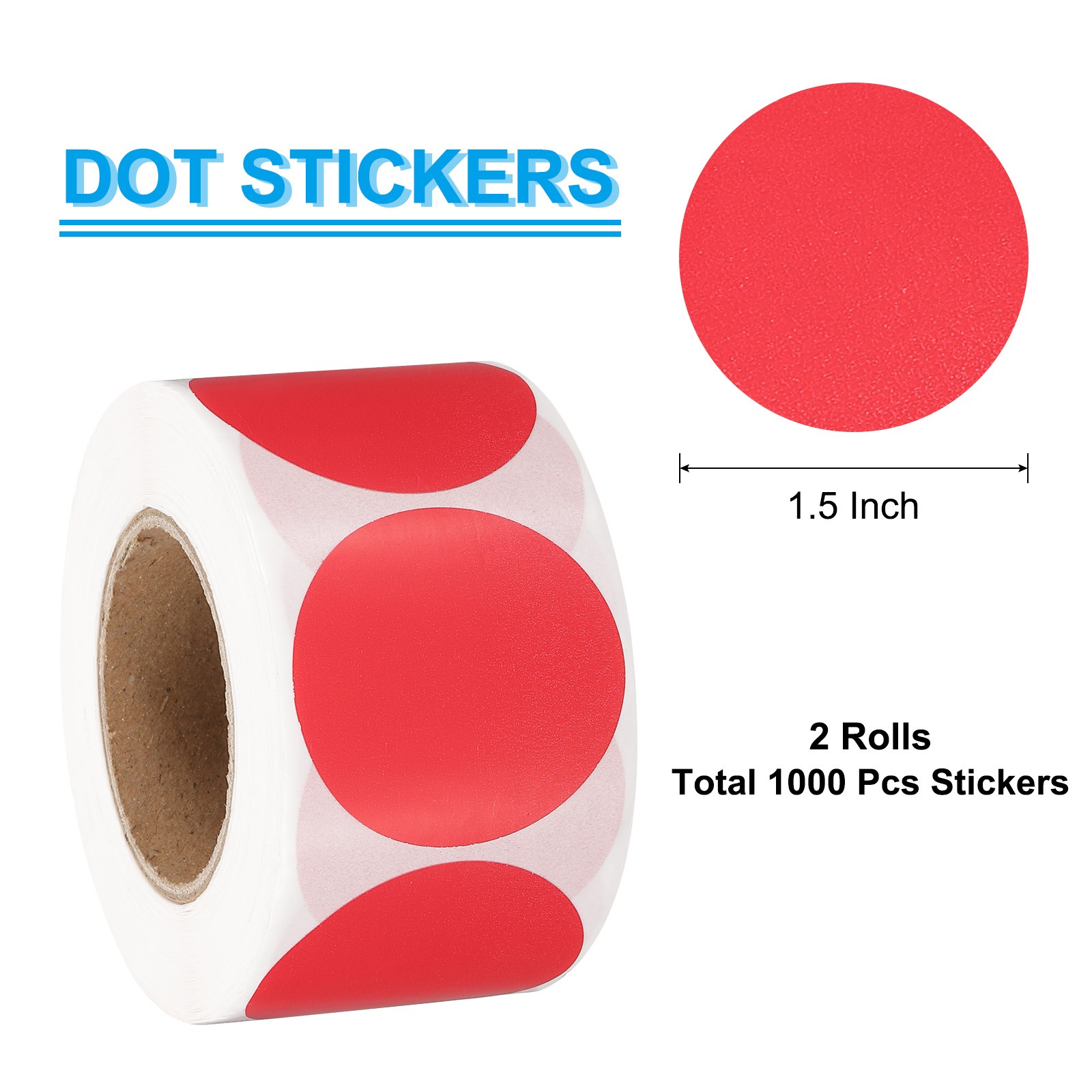 1.5 Inch Round Thermal Label Stickers for Business, Red (2Rolls/Total 1000Pcs)
