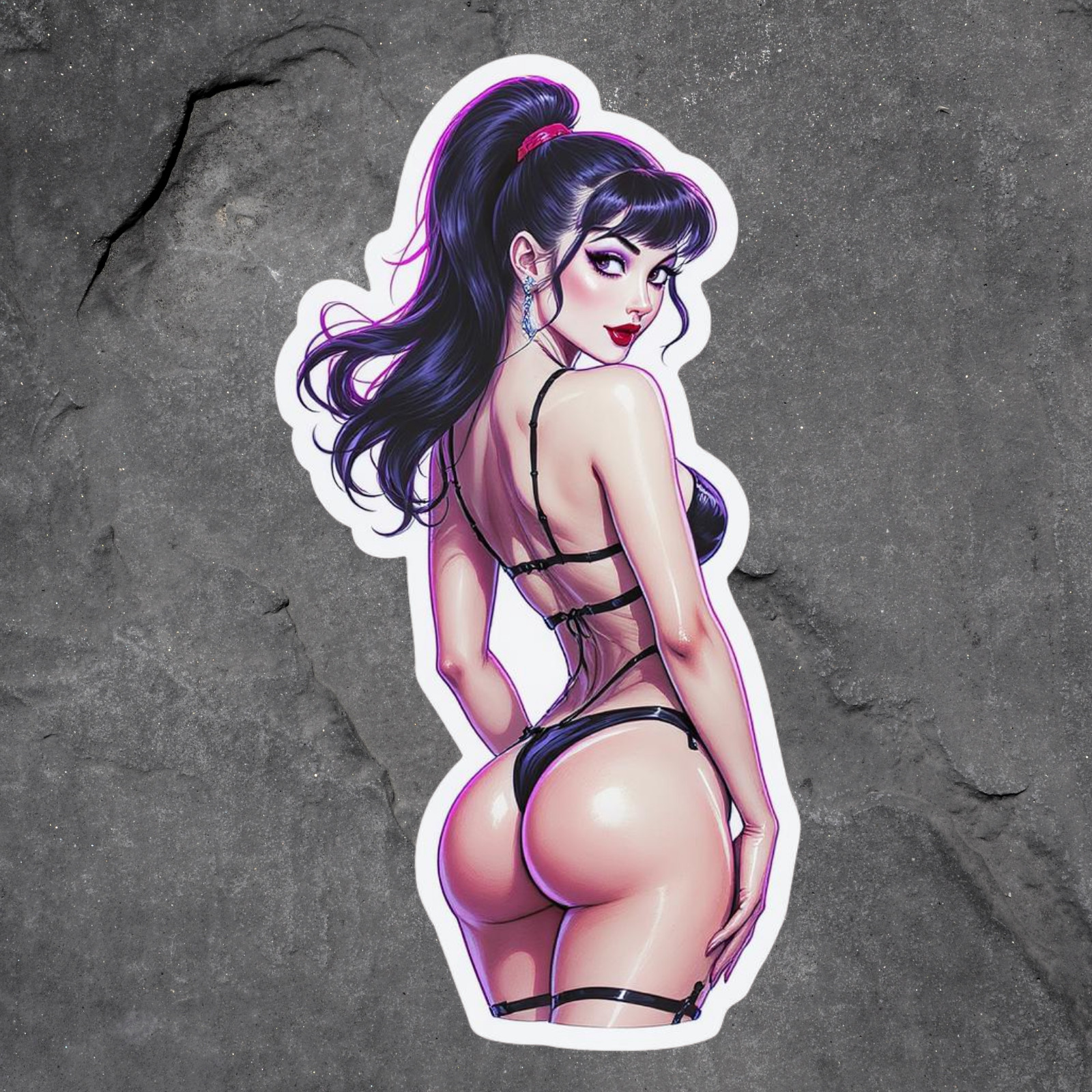 Pinup Girl Strappy Lingerie Sticker Vinyl Decal Risqué Sexy Style