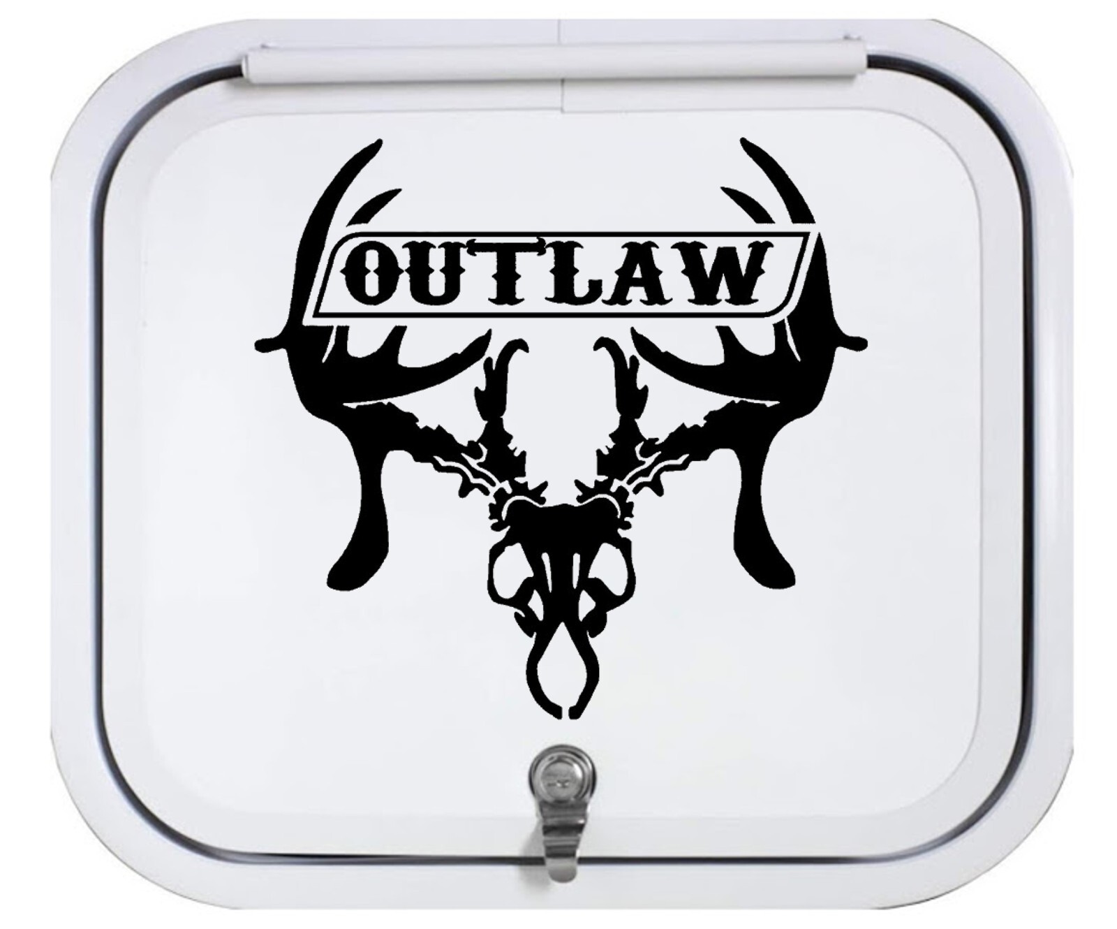 Outlaw Deer Rack Skull Hunting Decal Sticker Bow Hunting Camo Mossy Oak F1023BK
