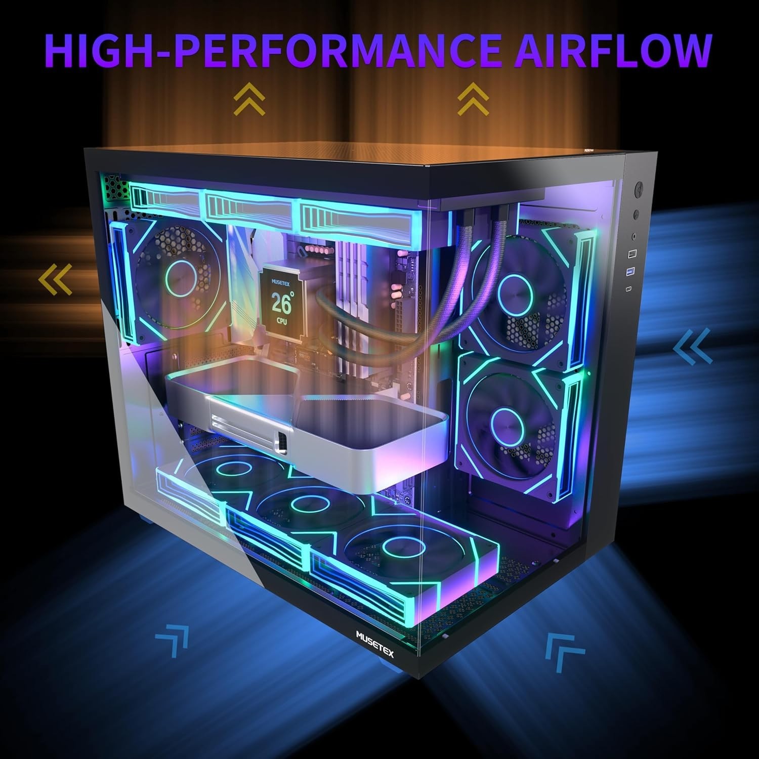 ATX PC Case,6 PWM ARGB Fans Pre-Installed,360MM RAD Support,Type-C Gaming PC …