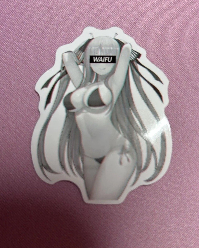 black and white waifu lewd stickers #6