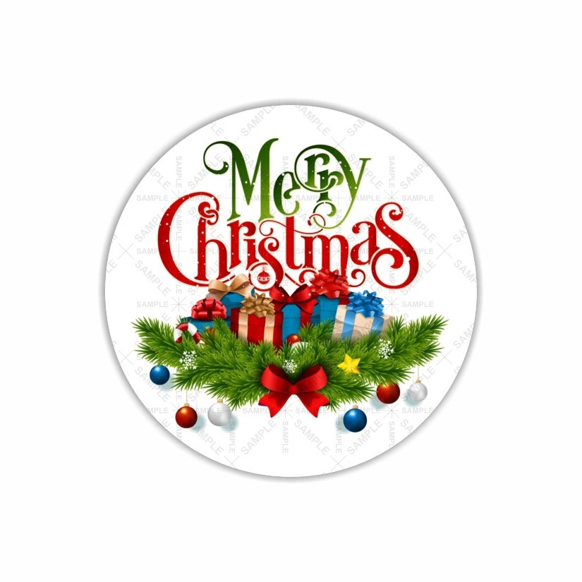 Merry Christmas Round Dot Stickers Set, 1.2" & 1.5"