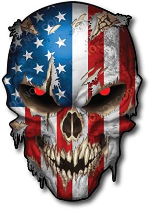 6.5 Inch American Flag Skull Decal – Cool Military Graphic for Trucks and Cars