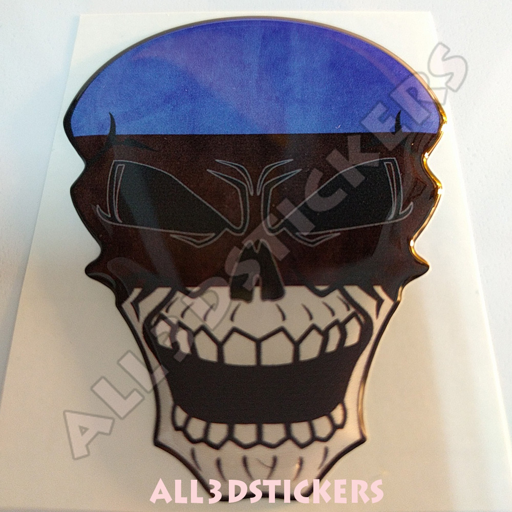 Sticker Flag Estonia Skull Adhesive Decal Resin Domed Car Moto Tablet 3D