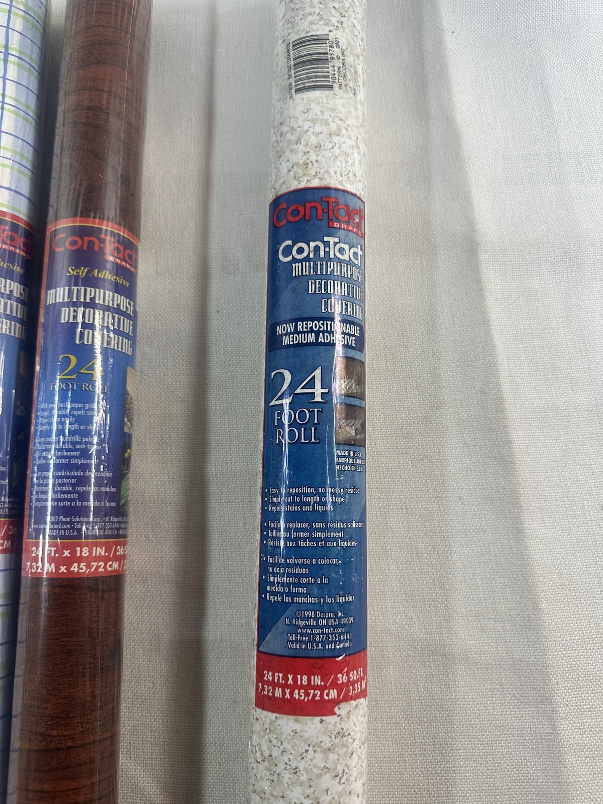 Lot of 6 Vintage Con-Tact Brand Self-Adhesive Shelf Liners 24ft Decorative Rolls