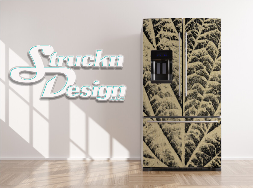 Close-Up Leaf Design Green Beige Fridge Freezer Wrap Side Door Vinyl Decal