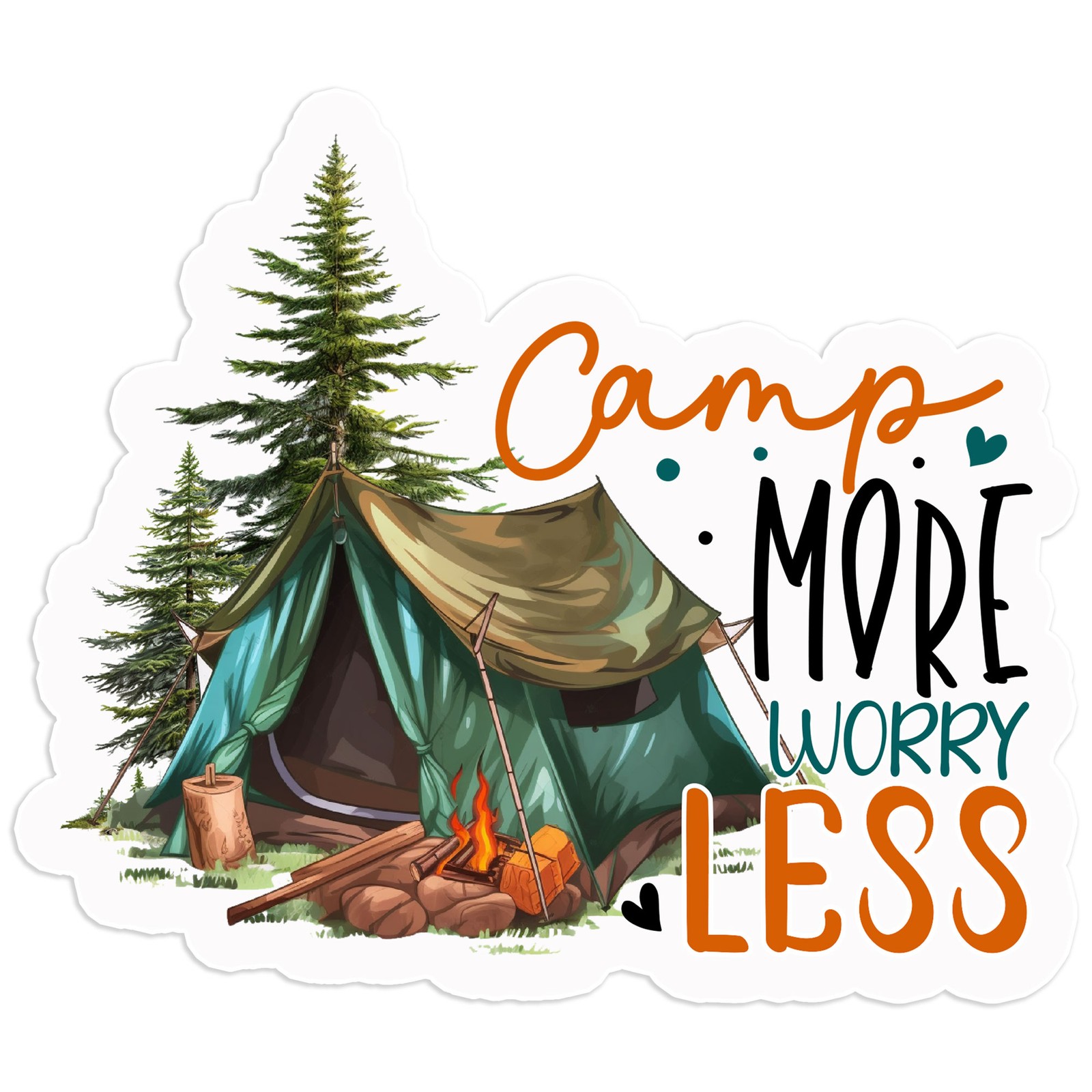 Camp More Worry Less – Vinyl Decal Sticker – Car Window Laptop – #977